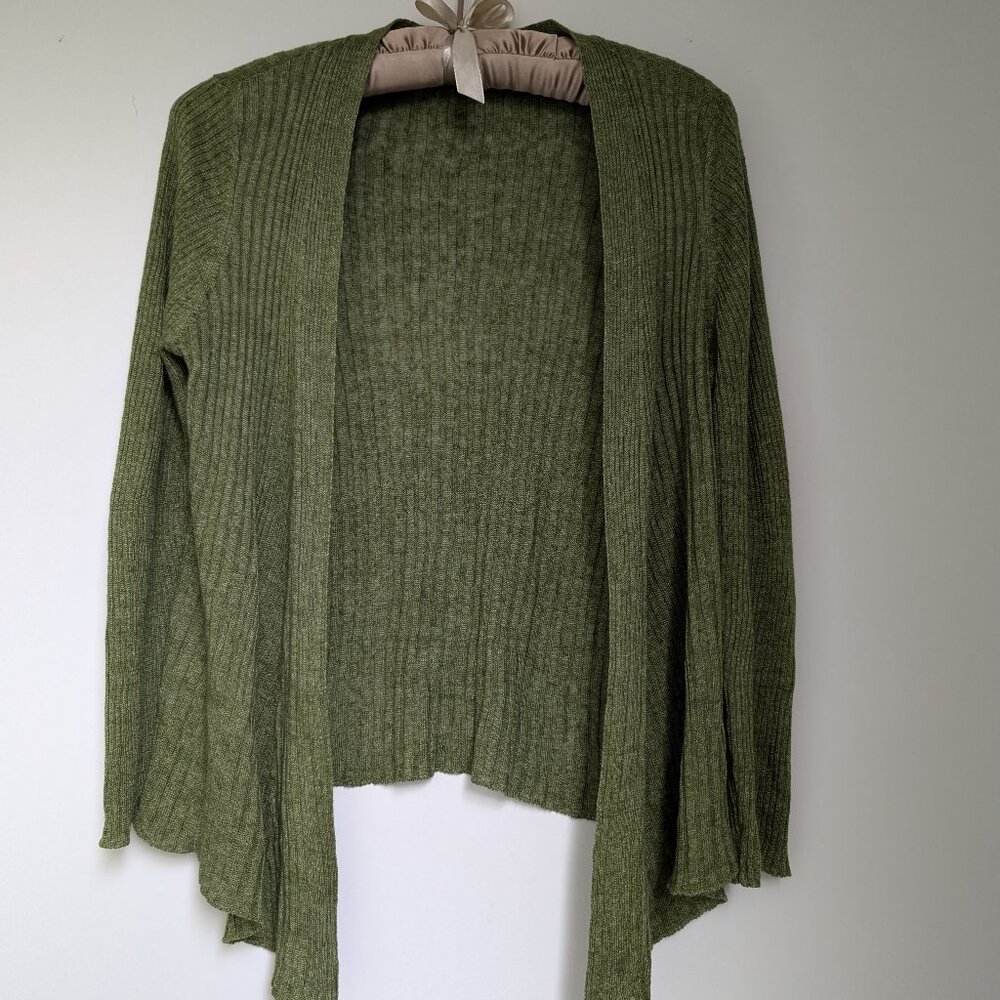 Eileen Fisher Open Front Long-sleeve Linen Cardigan, Size L